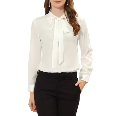 Bow Tie Office Chic Long-Sleeve Blouse