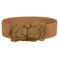thumbnail image 1 of INSPIRE CHIC Women's Chiffon Press Stud Button Textured Band Waist Belt Brown one size, 1 of 4