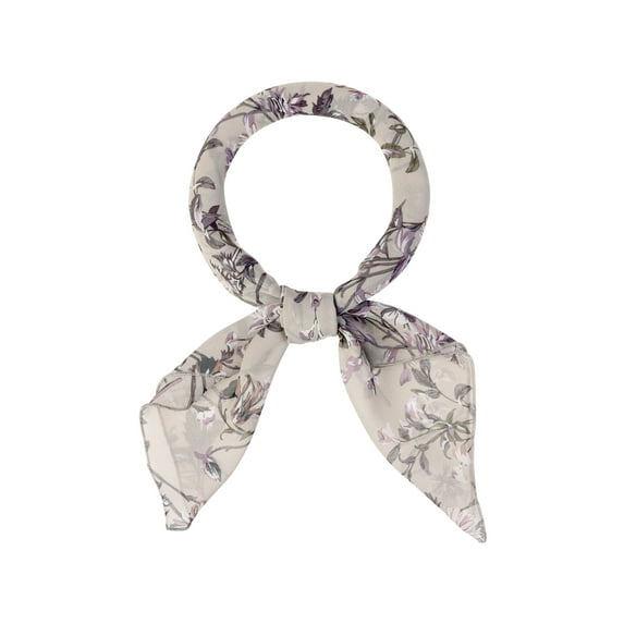 INSPIRE CHIC Women's Chiffon Scarves Floral Print Square Kerchief Neck Scarf Neckerchief Light Gray 70x70cm/27.6x27.6 inches(LxW)