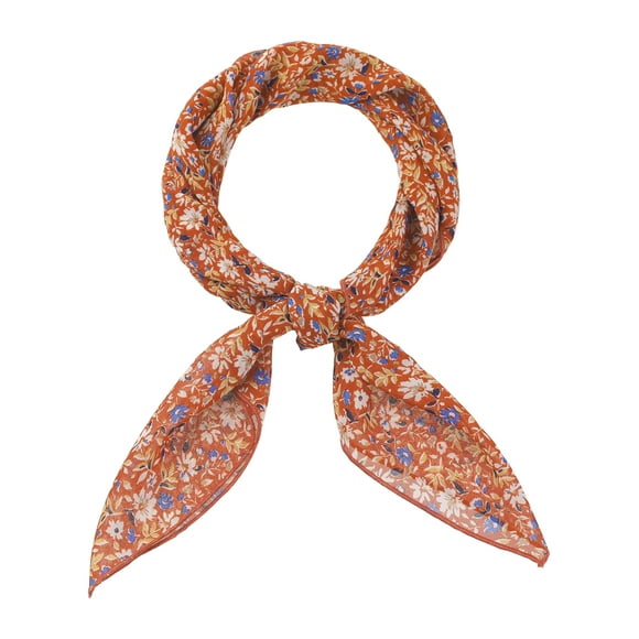 Women's Chiffon Scarves Floral Print Square Kerchief Neck Scarf Neckerchief Red 70x70cm/27.6x27.6 inches(LxW)