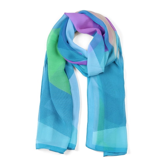 INSPIRE CHIC Women's Chiffon Shawl Long Geometric Beach Scarves Blue Purple