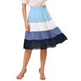thumbnail image 1 of INSPIRE CHIC Women's Chiffon Summer Elastic Waist Elegant High Waist Tiered Skirt XL Blue, 1 of 6