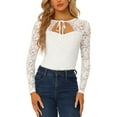 thumbnail image 1 of INSPIRE CHIC Women's Choker Neck Long Sleeves Gothic Floral Lace Top, 1 of 6