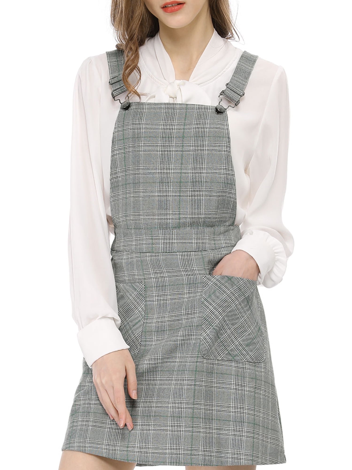 grey plaid overall dress Customer reviews for INSPIRE CHIC Women's Christmas Adjustable Strap Plaid  Suspender Overall Dress Green-Grey XS