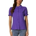 thumbnail image 1 of INSPIRE CHIC Women's Chic Tops Peter Pan Collar 1950s Vintage Button Down Cotton Blouses L 1, 1 of 6