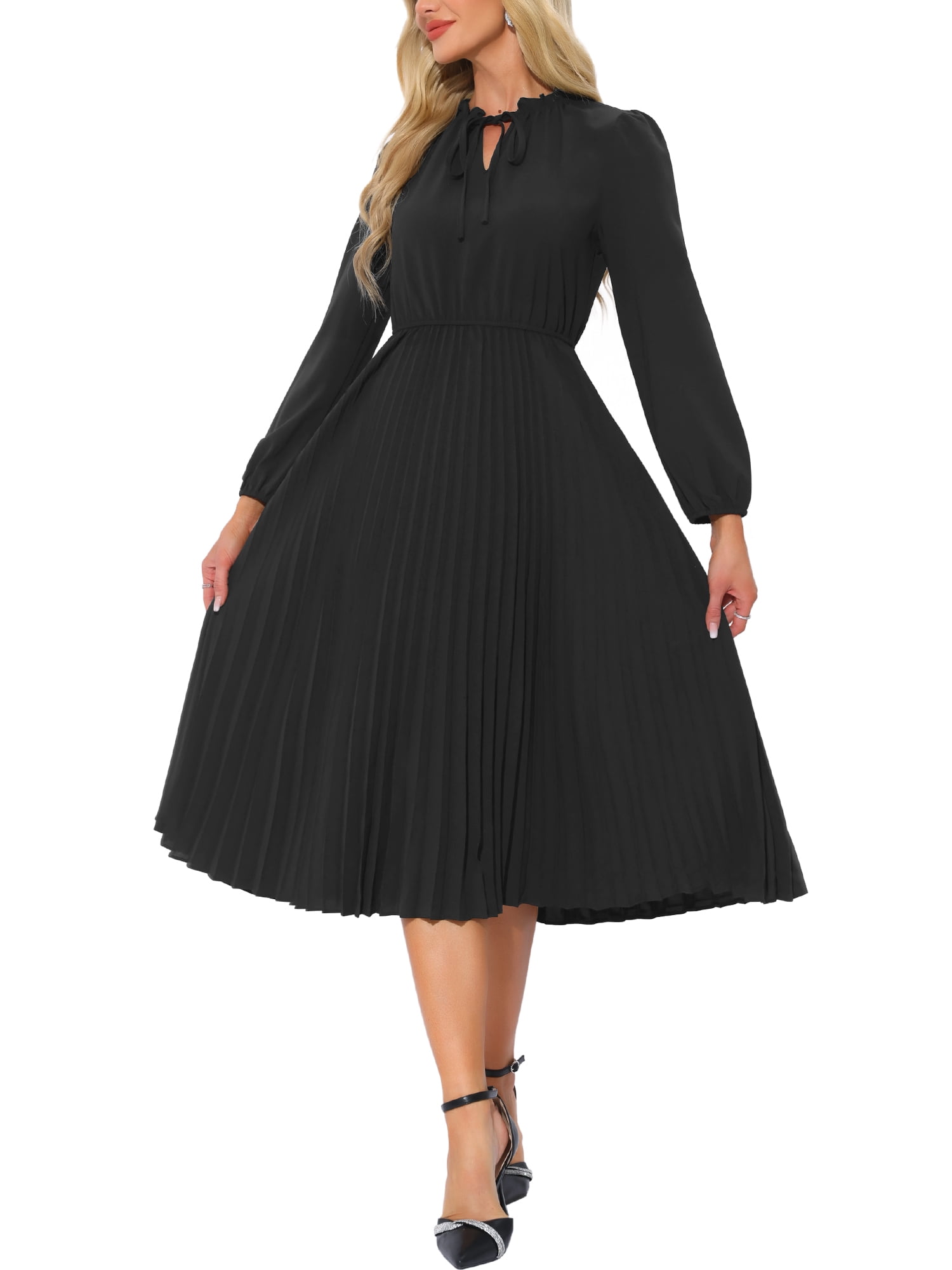 Double Take Christmas Front Tied Long Sleeve Mini Dress main image 0