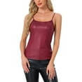 thumbnail image 1 of INSPIRE CHIC Women's Christmas Shiny Party Holographic Sleeveless Slim Fit Metallic Cami Top XS Wine Red, 1 of 6
