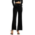 thumbnail image 1 of INSPIRE CHIC Women's Christmas Velvet Pants Halloween Tie Waist Stretchy Wide Leg Pants with Pockets XS Black, 1 of 6