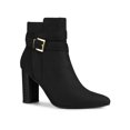 thumbnail image 1 of BLISSFUL STEP Women's Block Heel Boots Pointed Toe Buckle Decor Ankle Booties Black 10, 1 of 7