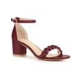 thumbnail image 1 of BLISSFUL STEP Women's Block Heels Ankle Strap Braided Heel Sandals Burgundy (Size 7), 1 of 8