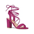 thumbnail image 1 of BLISSFUL STEP Women's Shoes Faux Suede Lace Up Block Heel Slingback Open Toe Sandals Hot Pink 9, 1 of 7