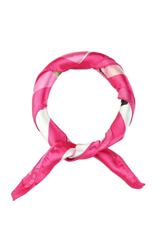Women's Circle Pattern Square Neck Scarf Neckerchief Green Pink White