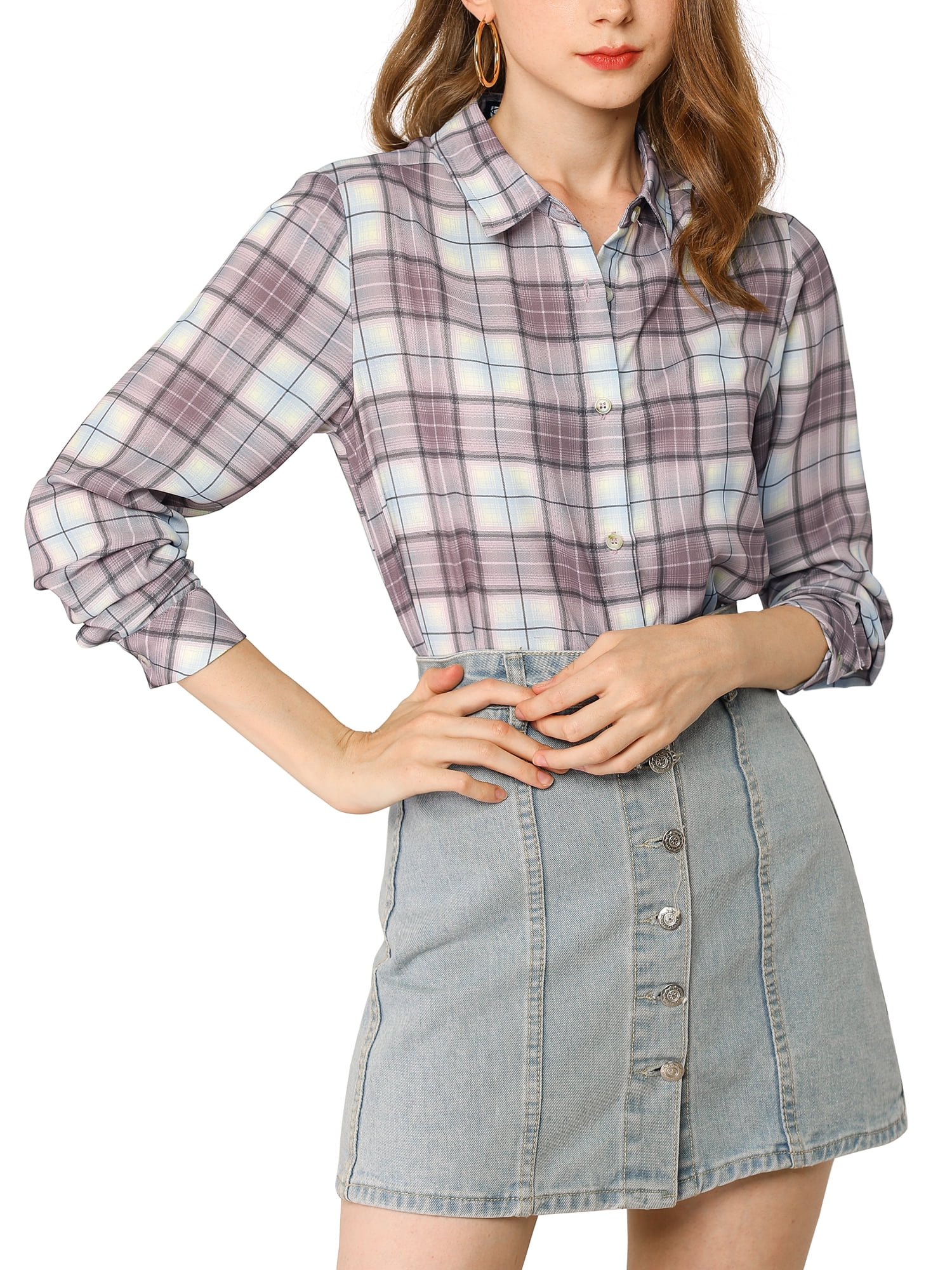 Plaid Button-Down Long Sleeve Shirt