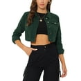 thumbnail image 1 of INSPIRE CHIC Women's Jacket Long Sleeves Single Breasted Cropped Denim Jacket XL Dark Green, 1 of 7