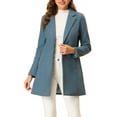 thumbnail image 1 of INSPIRE CHIC Women's Classic Notched Lapel Long Sleeves Long Overcoat S Grey Blue, 1 of 7