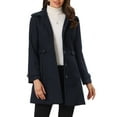 thumbnail image 1 of INSPIRE CHIC Women's Classic Single Breasted Winter Long Trenchcoat with Pockets L Dark Blue, 1 of 6