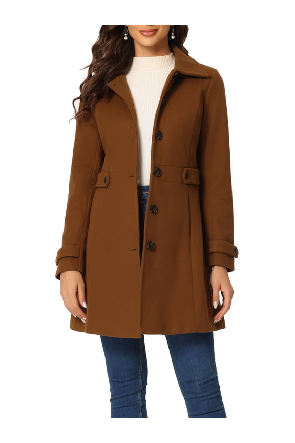 Women's Classic Single Breasted Winter Long Trenchcoat with Pockets L Deep Brown