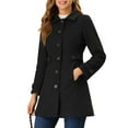 thumbnail image 1 of INSPIRE CHIC Women's Classic Single Breasted Winter Long Trenchcoat with Pockets S Black, 1 of 8