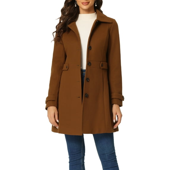 INSPIRE CHIC Women's Classic Single Breasted Winter Long Trenchcoat with Pockets XS Deep Brown