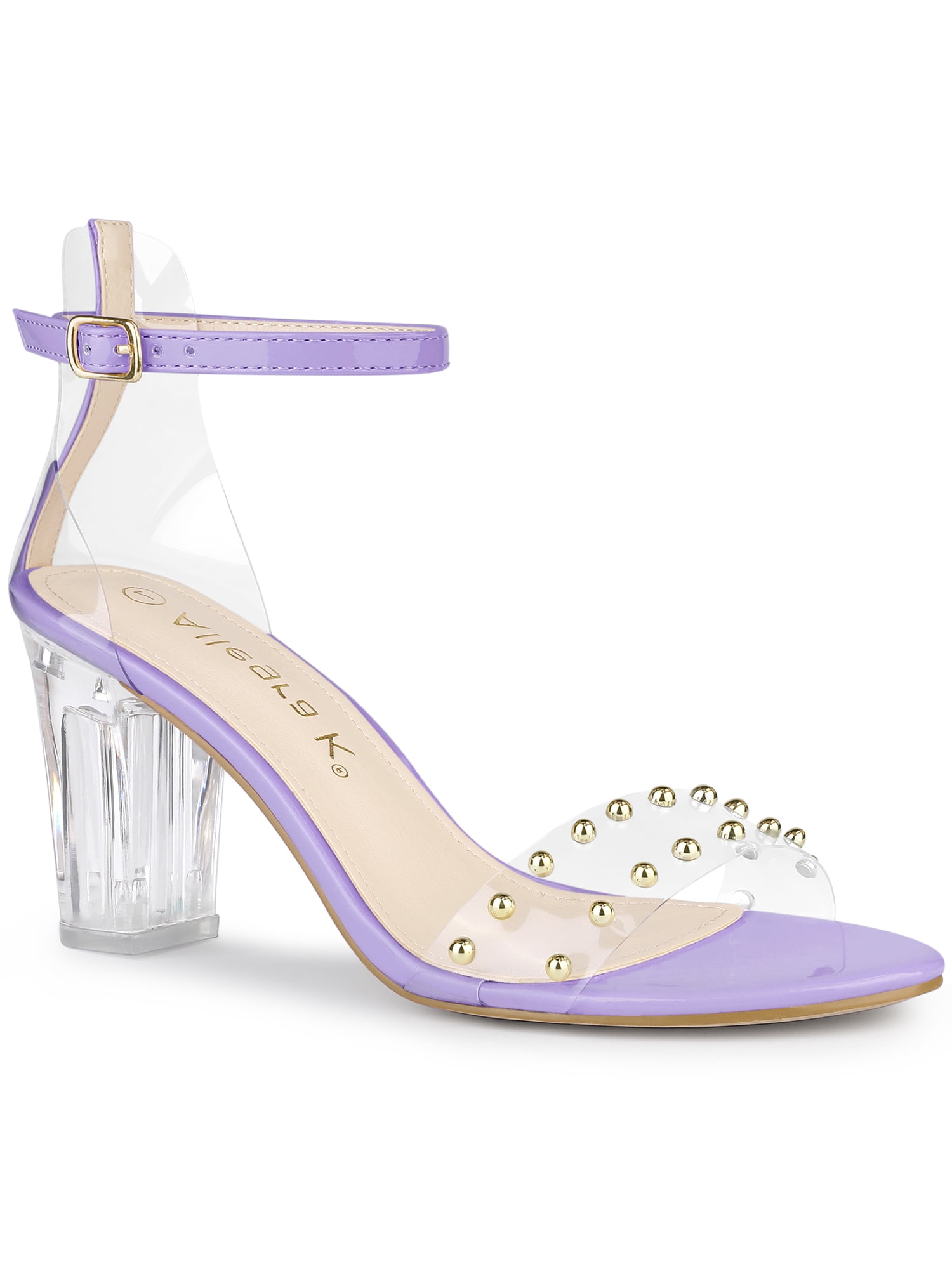 White clear block heel sandal cheap