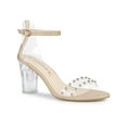 thumbnail image 1 of BLISSFUL STEP Women's Clear Block Heel Ankle Strap Heeled Sandals, 1 of 7