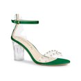 thumbnail image 1 of BLISSFUL STEP Women's Clear Block Heel Ankle Strap Heeled Sandals, 1 of 8