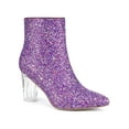 thumbnail image 1 of BLISSFUL STEP Women's Clear Block Heel Ankle Booties Pointed Toe Party Shoes Purple 7, 1 of 7