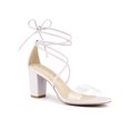 thumbnail image 1 of BLISSFUL STEP Women's Clear Strap Block Heel Lace up Heels Sandals Purple (Size 10), 1 of 8