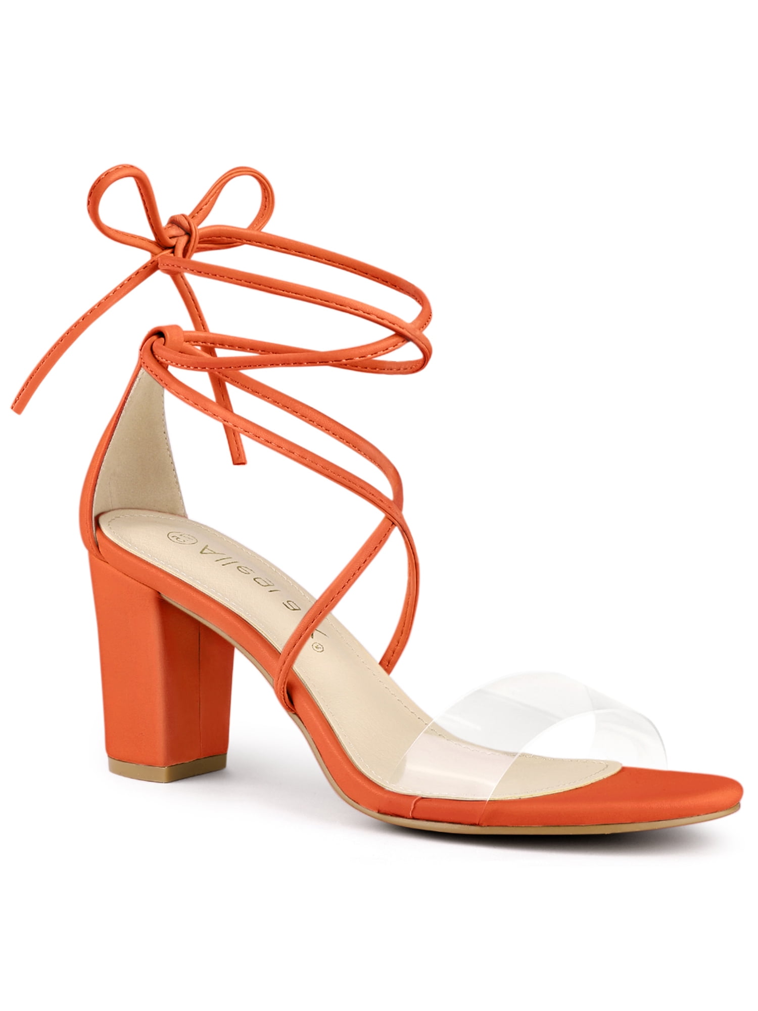 The Spectrum Blue / Orange Block Heel Leather Women Sandal