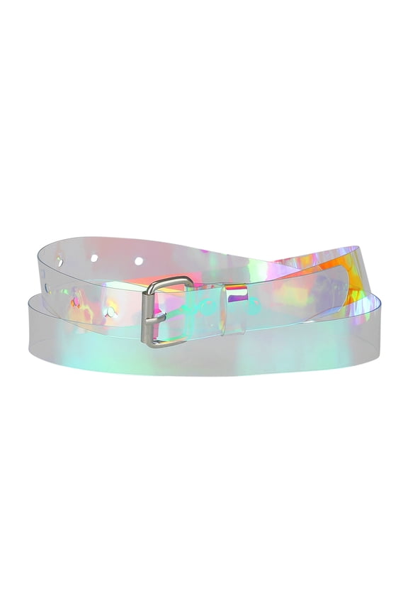 Women's Clear Waist Belts for Dresses Transparent Belts Square Buckle