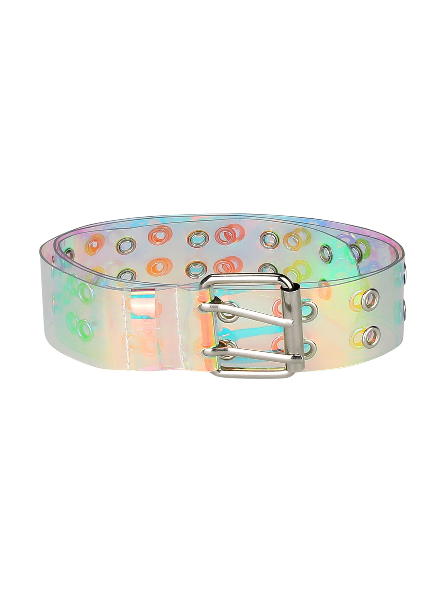 Clear Transparent Waist Belt with Metal Pin Buckle for Jeans Dresses Plus Size Allegra K Womens Grommet Clear Waist Belt Plus Size Plastic  main image 2