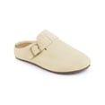 thumbnail image 1 of BLISSFUL STEP Women's Closed Toe Buckle Slip on Slides Platform Mules Beige (Size 7), 1 of 7