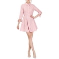 thumbnail image 1 of Allegra K Women's Collar 3/4 Sleeves Button Down Cotton Skater Shirt Dresses, 1 of 6