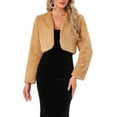 thumbnail image 1 of INSPIRE CHIC Women's Collarless Long Sleeve Open Front Faux Fur Shrug Cropped Coat S(6) Brown Khaki, 1 of 6