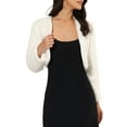 thumbnail image 1 of INSPIRE CHIC Women's Collarless Long Sleeve Open Front Faux Fur Shrug Cropped Coat L White, 1 of 7