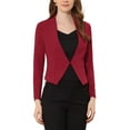 thumbnail image 1 of Women's Work Office Blazer Collarless Business Casual Suit Jacket Cropped Blazer XS Deep Red, 1 of 8
