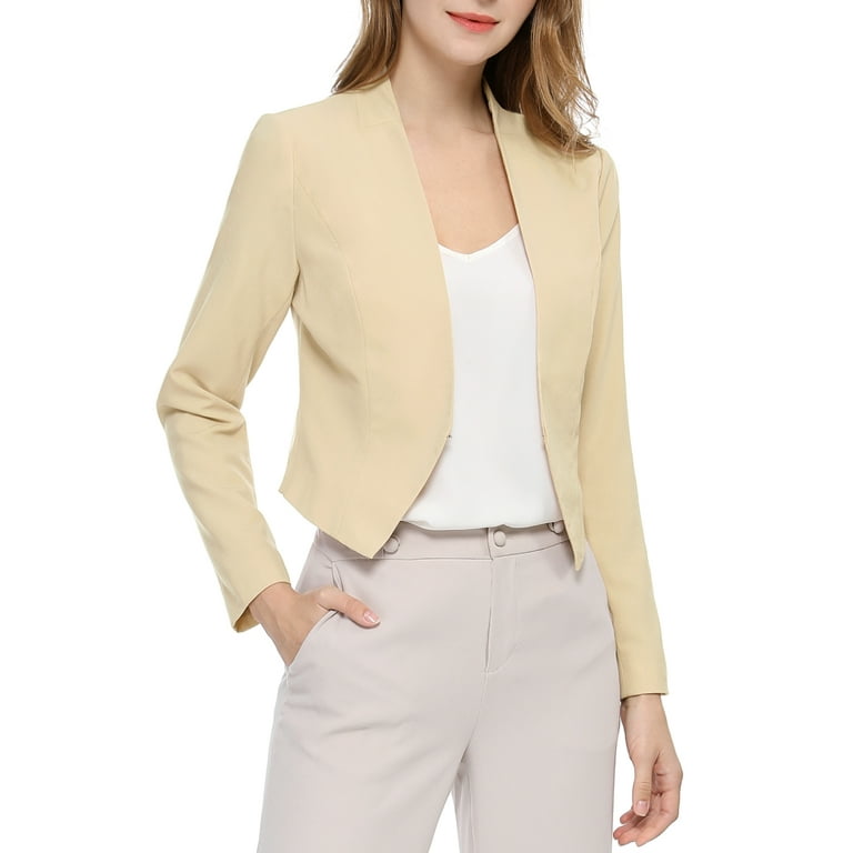 Cropped collarless best sale blazer