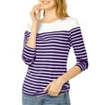 thumbnail image 1 of Allegra K Women's Color Block Long Sleeve Striped Causal T-Shirt, 1 of 6