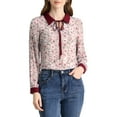 thumbnail image 1 of Allegra K Women's Contrast Color Collar See Through Floral Tops, 1 of 6