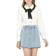 thumbnail image 1 of Allegra K Women's Contrast Color Office Bow Tie Peter Pan Collar Shirts, 1 of 6