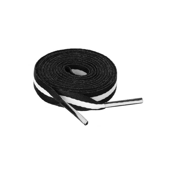 INSPIRE CHIC Women's Contrast Color Stripe Canvas Flat Shoelace 130cm/51.18' Black-White-Black