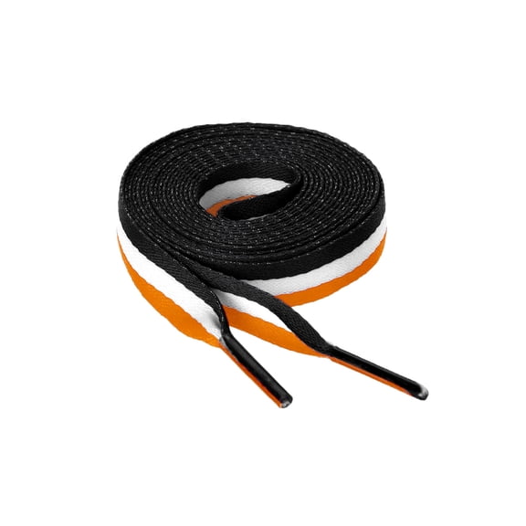 INSPIRE CHIC Women's Contrast Color Stripe Canvas Flat Shoelace 140cm/55.12' Black-White-Orange