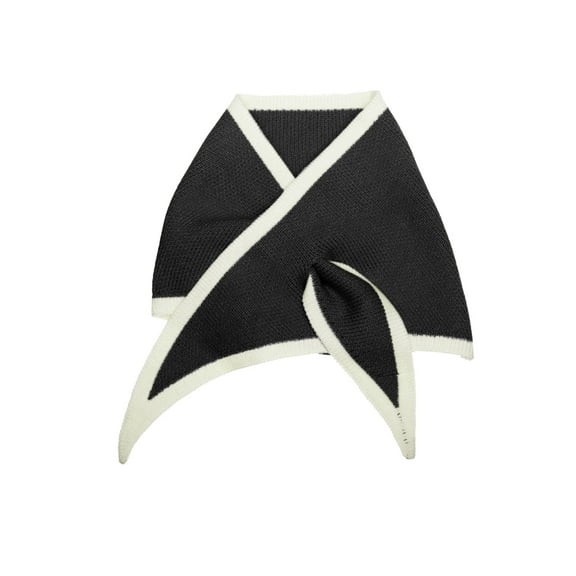 INSPIRE CHIC Contrast Color Triangle Neck Scarves Knit Scarf Neckerchief Winter Shawl for Women Black