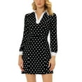 thumbnail image 1 of Allegra K Women's Contrast Cuff Polka Dots a Line Long Sleeve Dress, 1 of 5