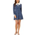 thumbnail image 1 of Allegra K Women's Contrast Peter Pan Collar Floral Long Sleeve Above Knee Dress, 1 of 6