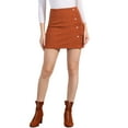 thumbnail image 1 of INSPIRE CHIC Women's Skirt Corduroy High Waist Button Decor A Line Mini Skirt L Orange, 1 of 6