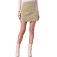 thumbnail image 1 of INSPIRE CHIC Women's Skirt Corduroy High Waist Button Decor A Line Mini Skirt M Khaki, 1 of 6
