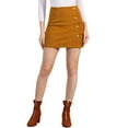 thumbnail image 1 of INSPIRE CHIC Women's Skirt Corduroy High Waist Button Decor A Line Mini Skirt XL Camel, 1 of 6