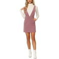 thumbnail image 1 of INSPIRE CHIC Women's Corduroy Overall V Neck Strap Mini Pinafore Dress with Pockets XS Pink, 1 of 5