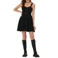 thumbnail image 1 of INSPIRE CHIC Women's Costume Gothic Wide Strap Lace Up Mini Sleeveless Cami Dress XS Black, 1 of 5